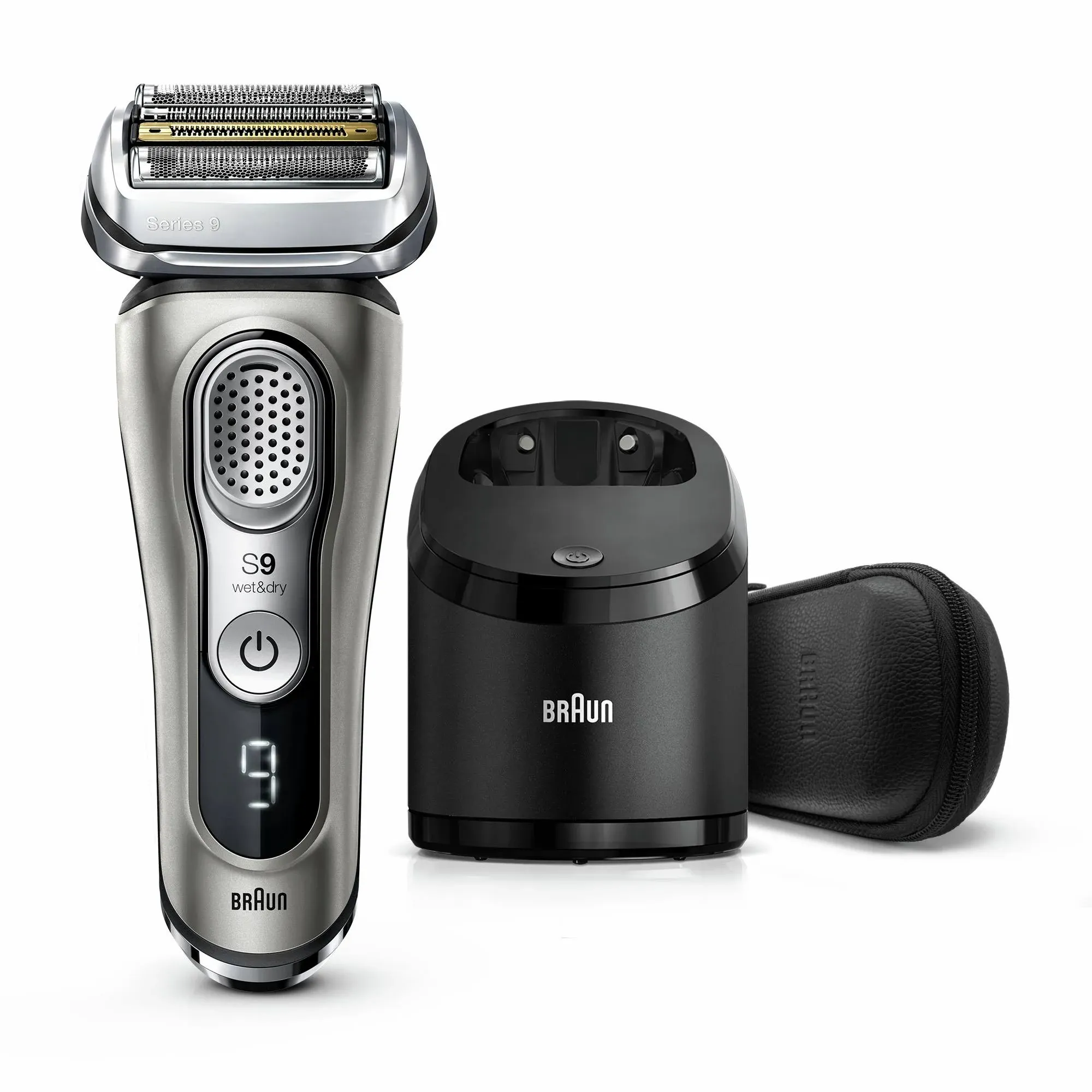 Braun Electric Razor for Men, Waterproof Foil Shaver, Series 9 9385cc, Wet & Dry Shave, with Pop-Up Beard Trimmer for Grooming, Clean & Charge SmartCa