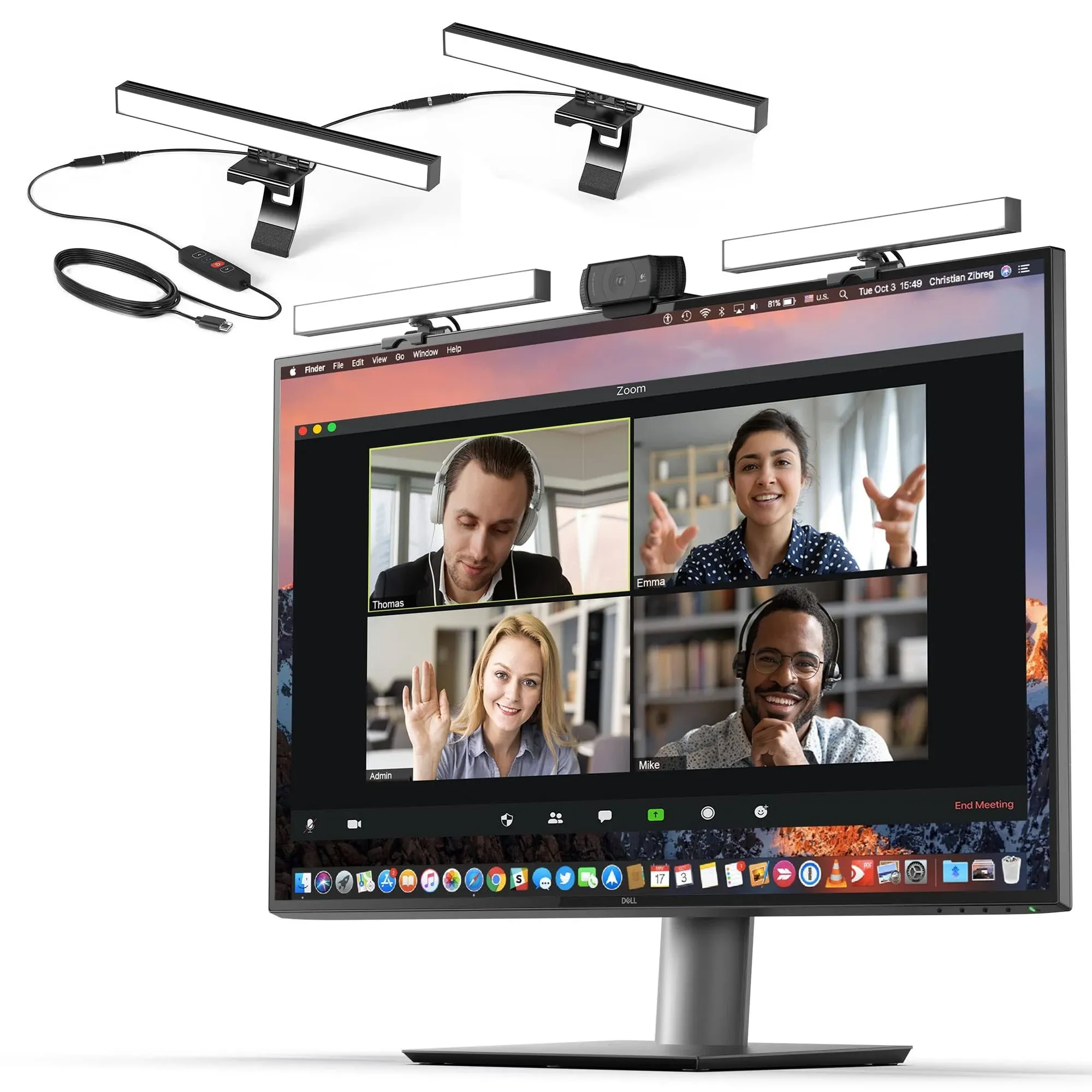 HumanCentric Video Conference Lighting - Webcam Light for Streaming, LED Monitor and Laptop Light for Video Conferencing, Zoom Lighting for Computer, Replaces Ring Light for Zoom Meetings, Single KitHumanCentric Video Conference Lighting - Webc…