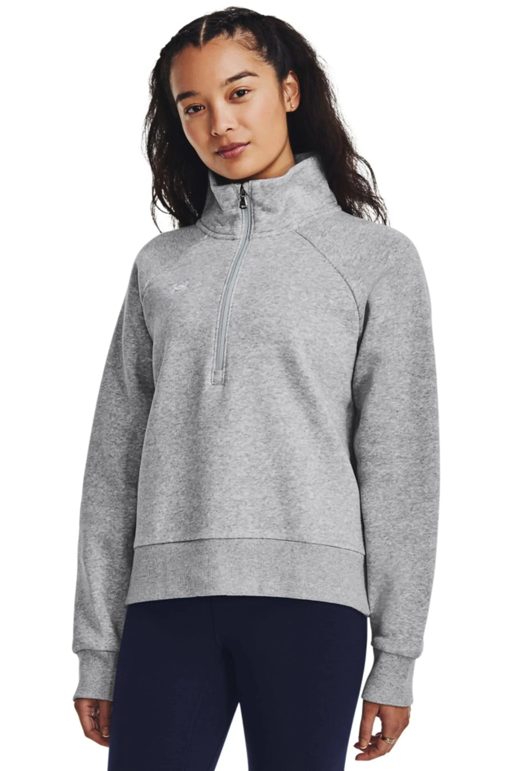 Women's Rival Fleece Zip - Gray, XS, Under Armour