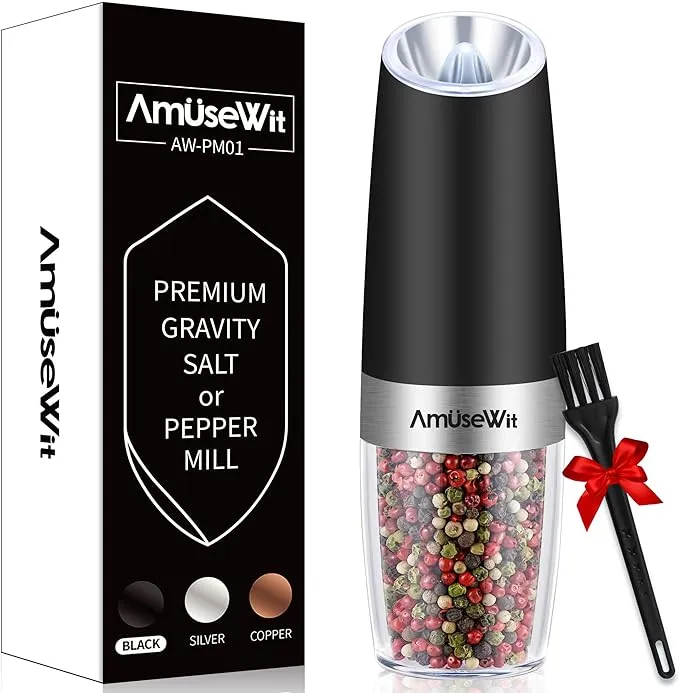 Amusewit Electric Gravity Pepper Salt Grinder