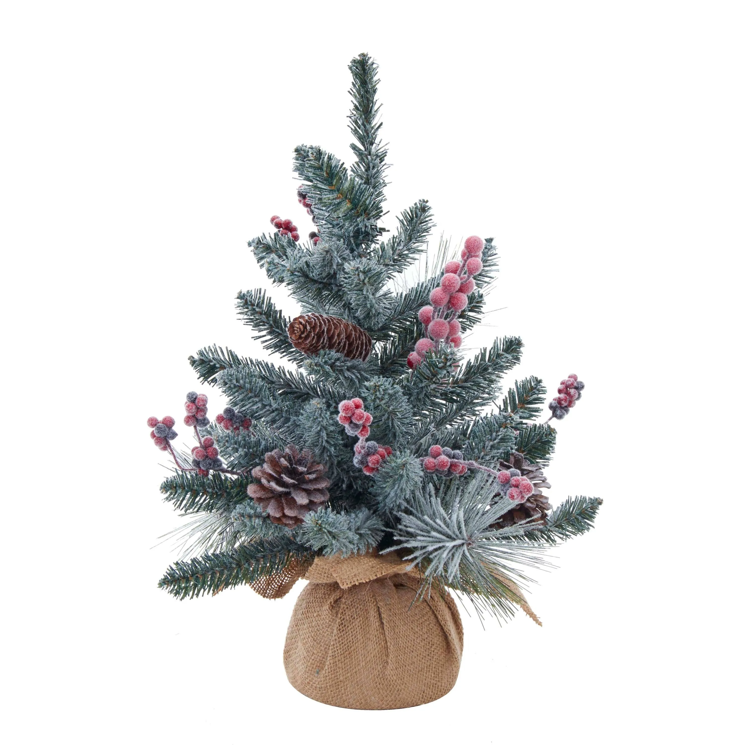 Kurt S. Adler 18-Inch Flocked Tree with Berries and Pinecones in Burlap Base