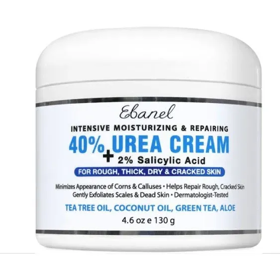 Ebanel Urea Cream 40% plus Salicylic Acid 2%, Foot Cream for Dry Cracked Heels