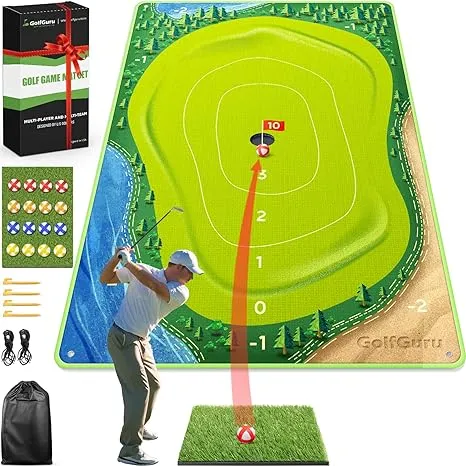 Golfguru Golf Chipping Game, 3 in 1 Golf Chipping Game Mat with Golf Mat, 16 ...