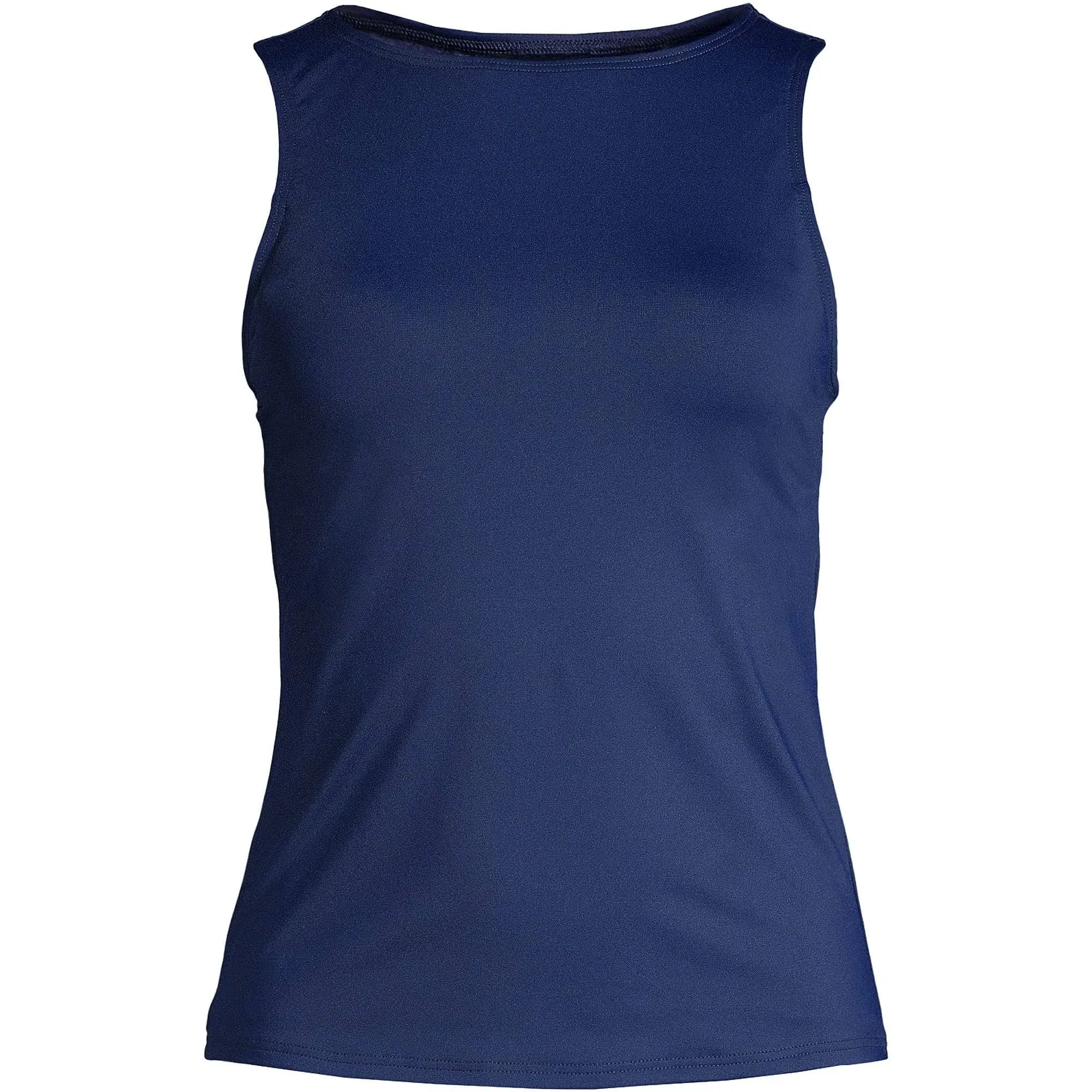 Lands' End Women's Chlorine Resistant High Neck UPF 50 Modest Tankini Swimsuit Top