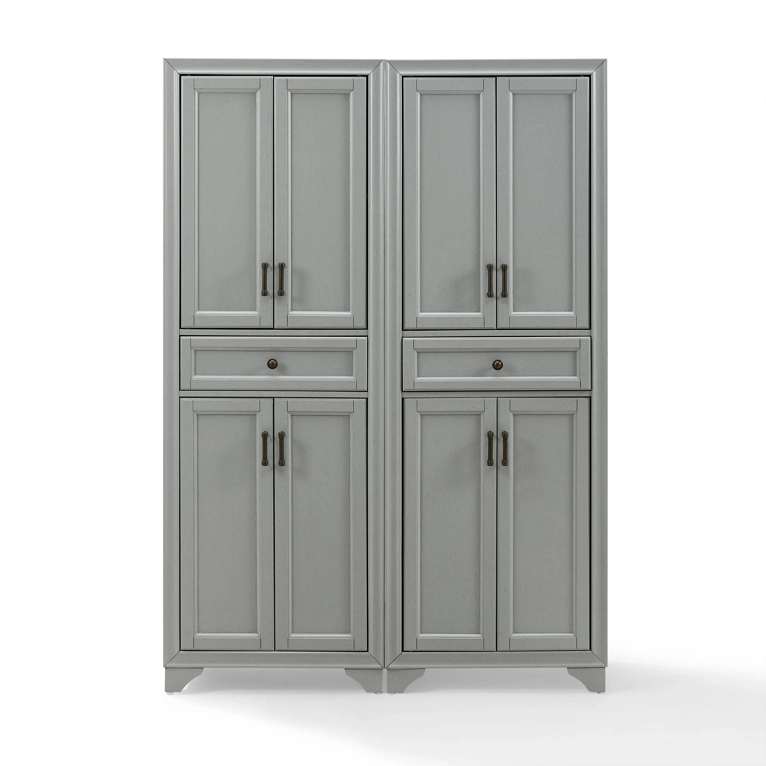 Crosley Tara Distressed Gray 2 Piece Pantry Set