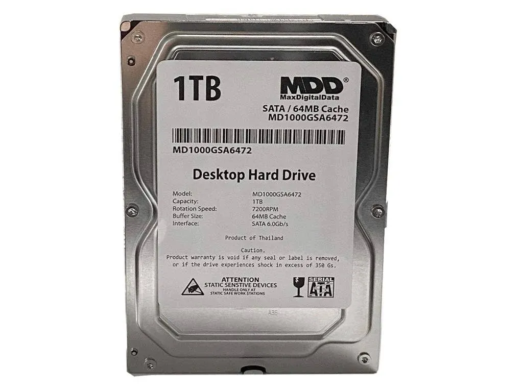 MDD (MD1000GSA6472) 1TB 64MB Cache 7200RPM SATA 6.0Gb/s 3.5in Internal Desktop Hard Drive