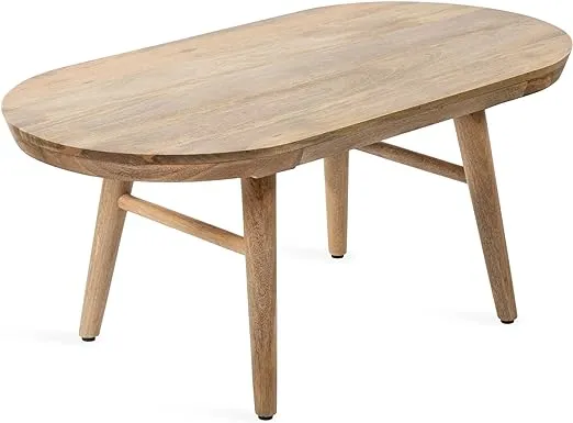 Kate and Laurel Conan Oval Wood Coffee Table - 38x20x17 - Natural