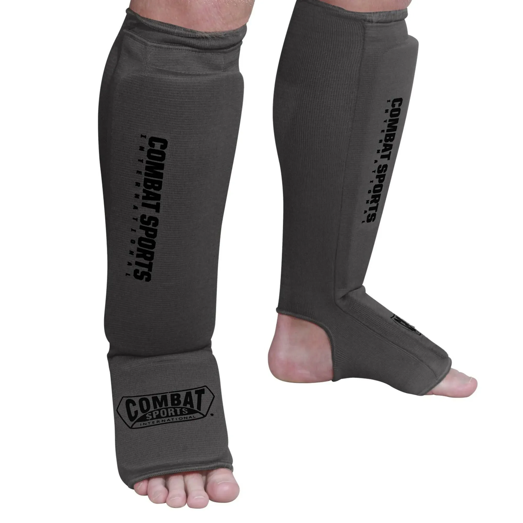 Combat Sports Washable MMA Elastic Cloth Shin & Instep Padded Guards Medium Gray