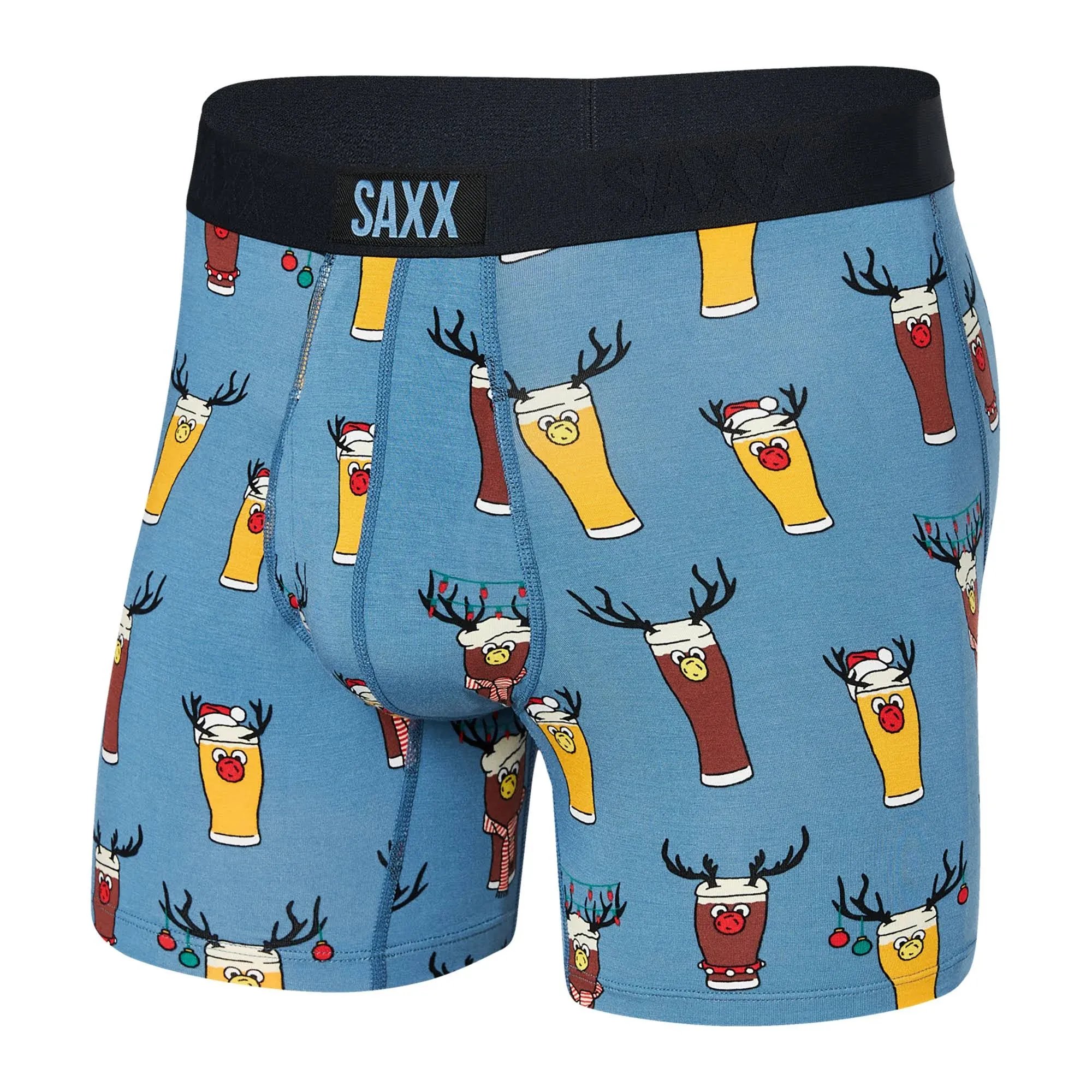 Shop Saxx Men's Ultra Super Soft Relaxed-fit Holiday Boxer Briefs In Brewdolph- Slate