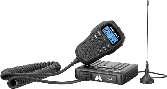 Midland – MXT275 MicroMobile® GMRS Radio – 15 watts Two-Way Radio with Integrated Control Microphone – Overland Caravanning Tractors – Detachable External Magnetic Mount Antenna - 8 Repeater Channels