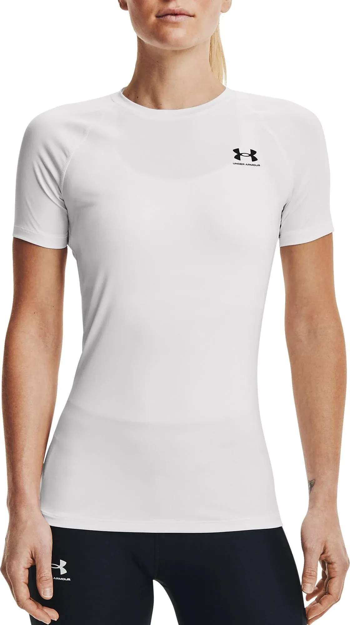 Under Armour Women's Heatgear Compression Short Sleeve White / Black L