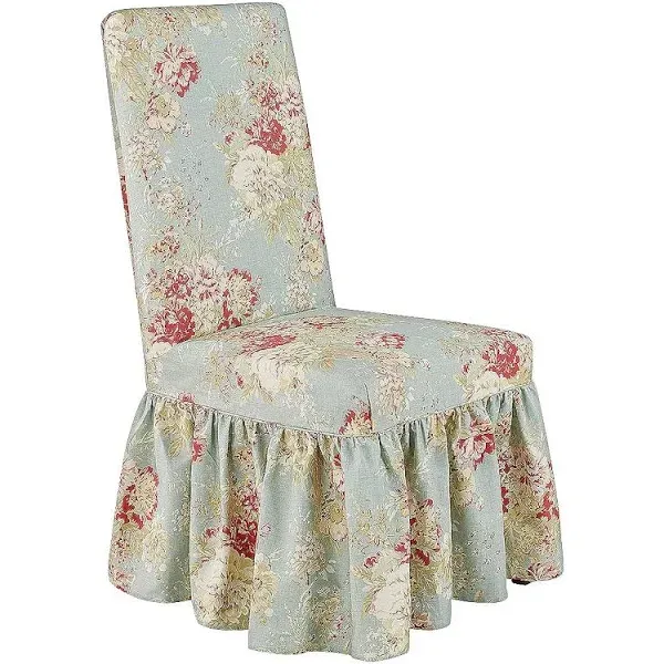 SURE FIT Ballad Bouquet by Waverly Long Dining Chair Slipcover (Robin's Egg)