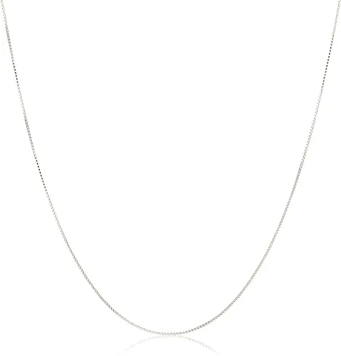 Amazon Essentials Sterling Silver Thin 0.8mm Box Chain Necklace | Available in Yellow Gold or Silver | 16", 18", 20", 24", or 30" (previously Amazon Collection)