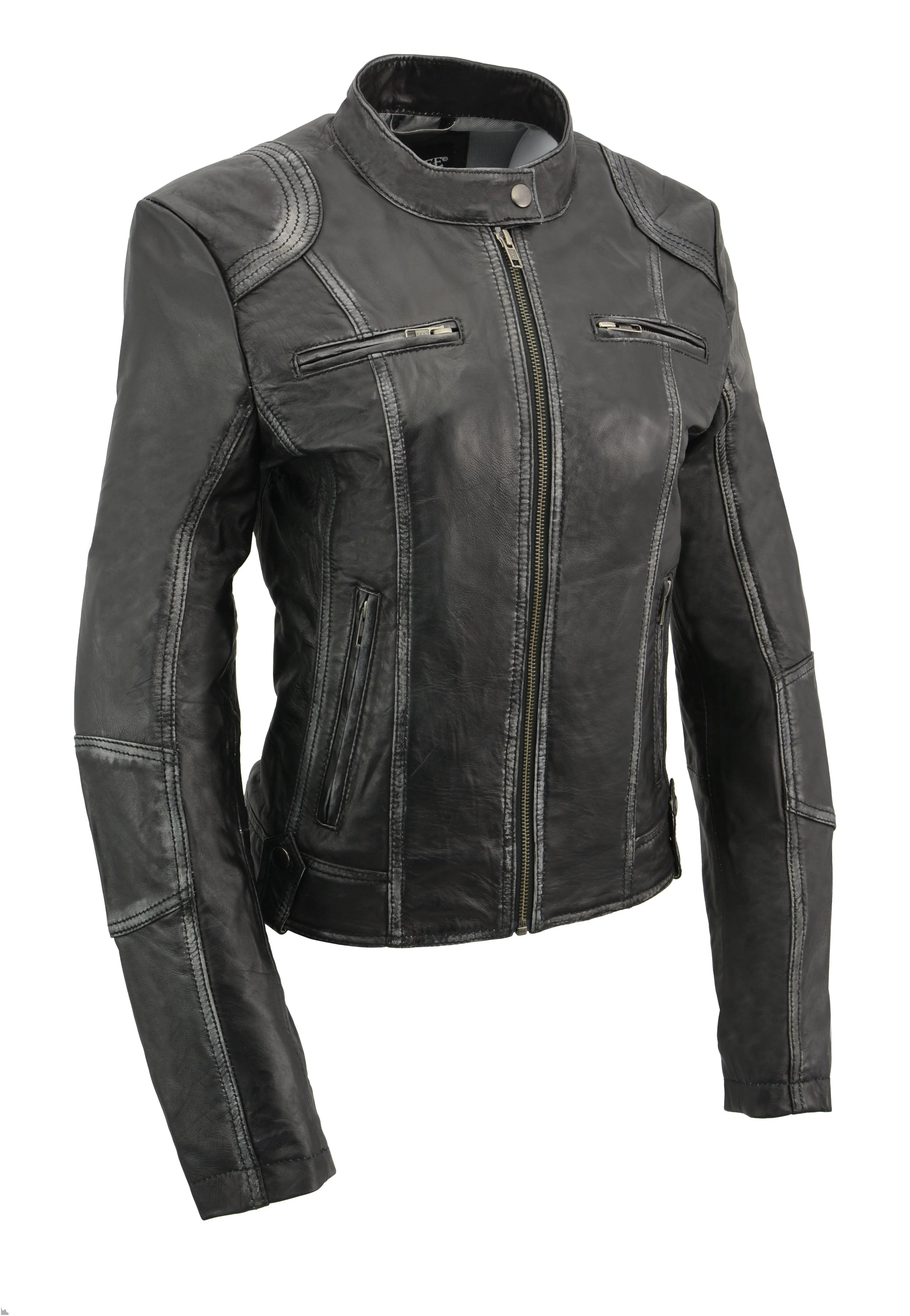 Milwaukee Leather SFL2830 Women's Black Sheepskin Scuba Style Fashion Leather Jacket - Black / Large