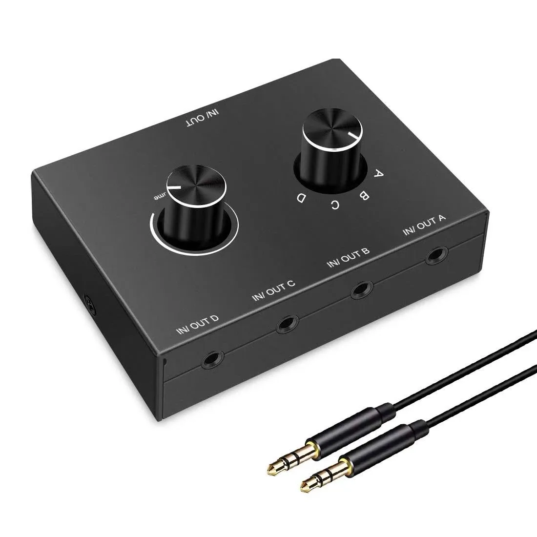 LINKFOR 4 Port Audio Switcher 4 Enter 1 Output/1 Input 4 Output 3.5mm Headphone