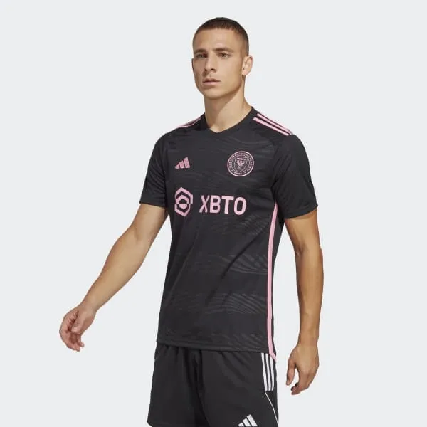 adidas Men's Soccer 23/24 Inter Miami Away Jersey - Glittering Pink Details and Moisture-Wicking AEROREADY