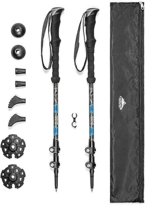 Cascade Mountain Tech Carbon Fiber Quick Lock Trekking Poles