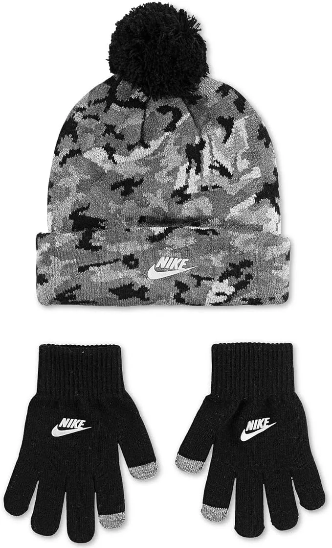 Nike Big Boys 2 Piece Futura Camo-Print Beanie & Gloves Set