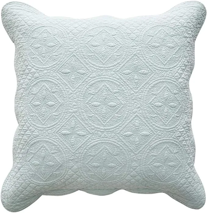 Calla Angel Sage Garden Luxury Pure Cotton Quilted Pillow Sham, Euro, 26x26, White