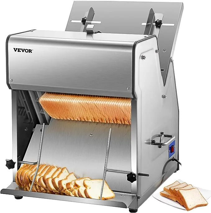 VEVOR Electric Bread Cutting Machine 31 Pcs Slices with 12mm Thickness 304 Stainless Steel Commercial Toast Bread Slicer with