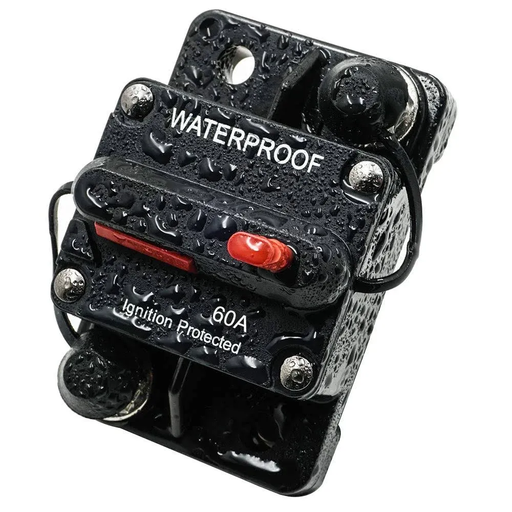 LYCAEA 60 Amp Circuit Breaker for Boat Trolling with Manual Reset Surface Mount,Water Proof IP67,12V- 48V DC