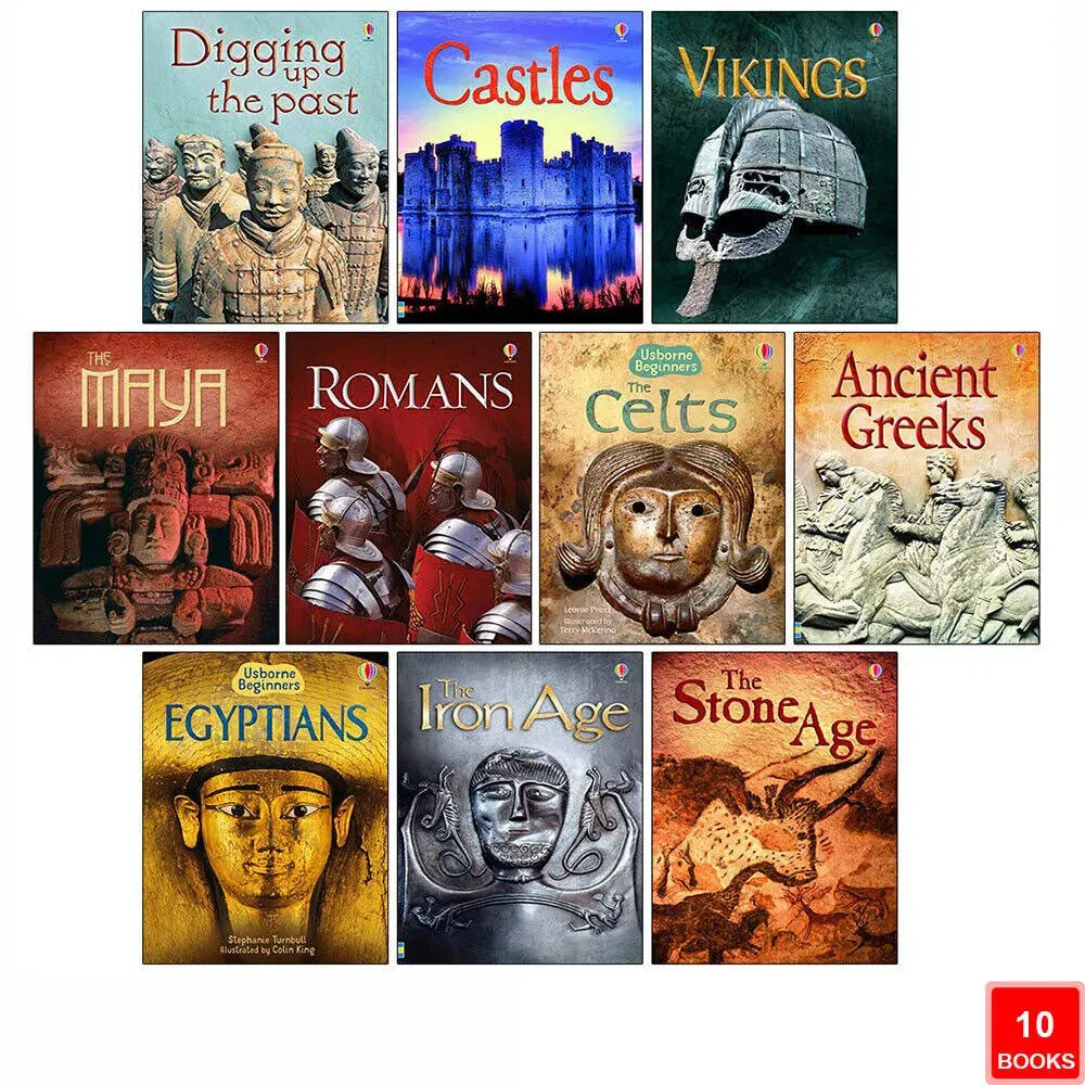 Usborne Beginners History 10 Books Set(Castles,Vikings,Romans,Celts,Anicent Greeks...)