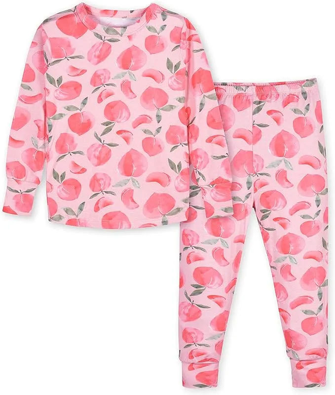 Gerber Kids 2-Piece Infant & Toddler Girls Just Peachy Buttery Soft Viscose Made from Eucalyptus Snug Fit Pajamas - 12mo