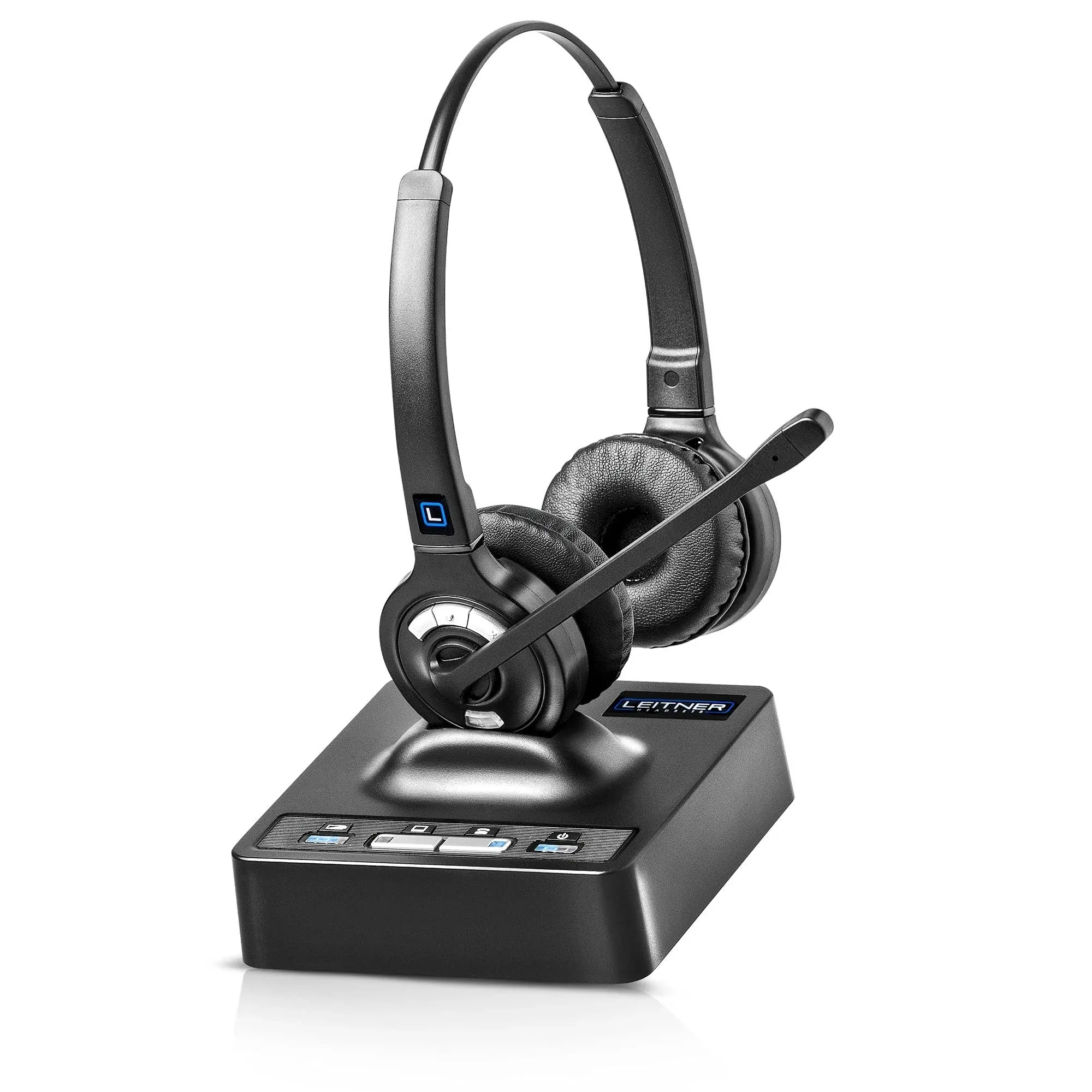 Leitner LH275 Noise-Canceling Dual-Ear Wireless Office Telephone Headset for ...