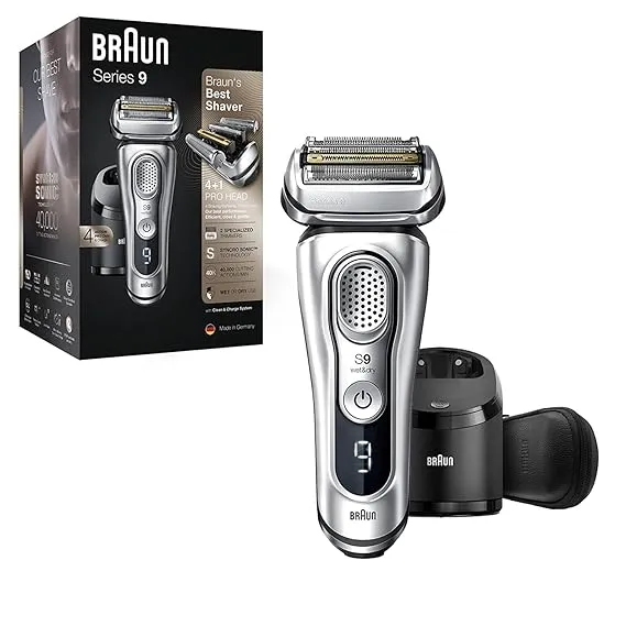 Braun Series 9 9370cc Rechargeable Wet & Dry Men's Electric Shaver with Clean & Charge Station