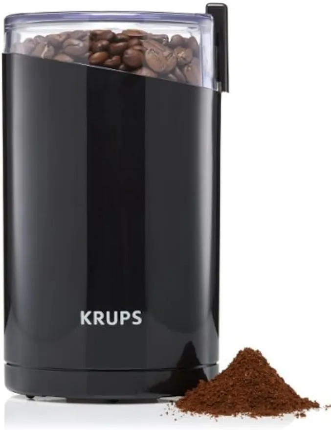 KRUPS New Fast Touch Electric Coffee Grinder, Stainless Steel Blades, Black