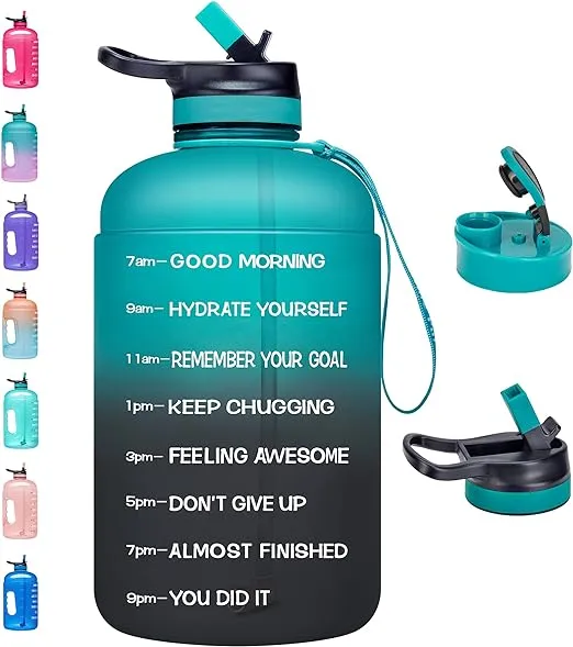 Venture Pal Large 64 oz/Half Gallon Motivational Water Bottle with 2 Lids, T1