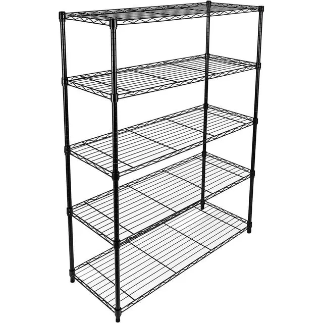 Simple Deluxe Heavy Duty 5-Shelf Shelving Unit 1250Lb Capacity, 29.92" D x 13.98" W x 62.99" H, 5 Tier, Black