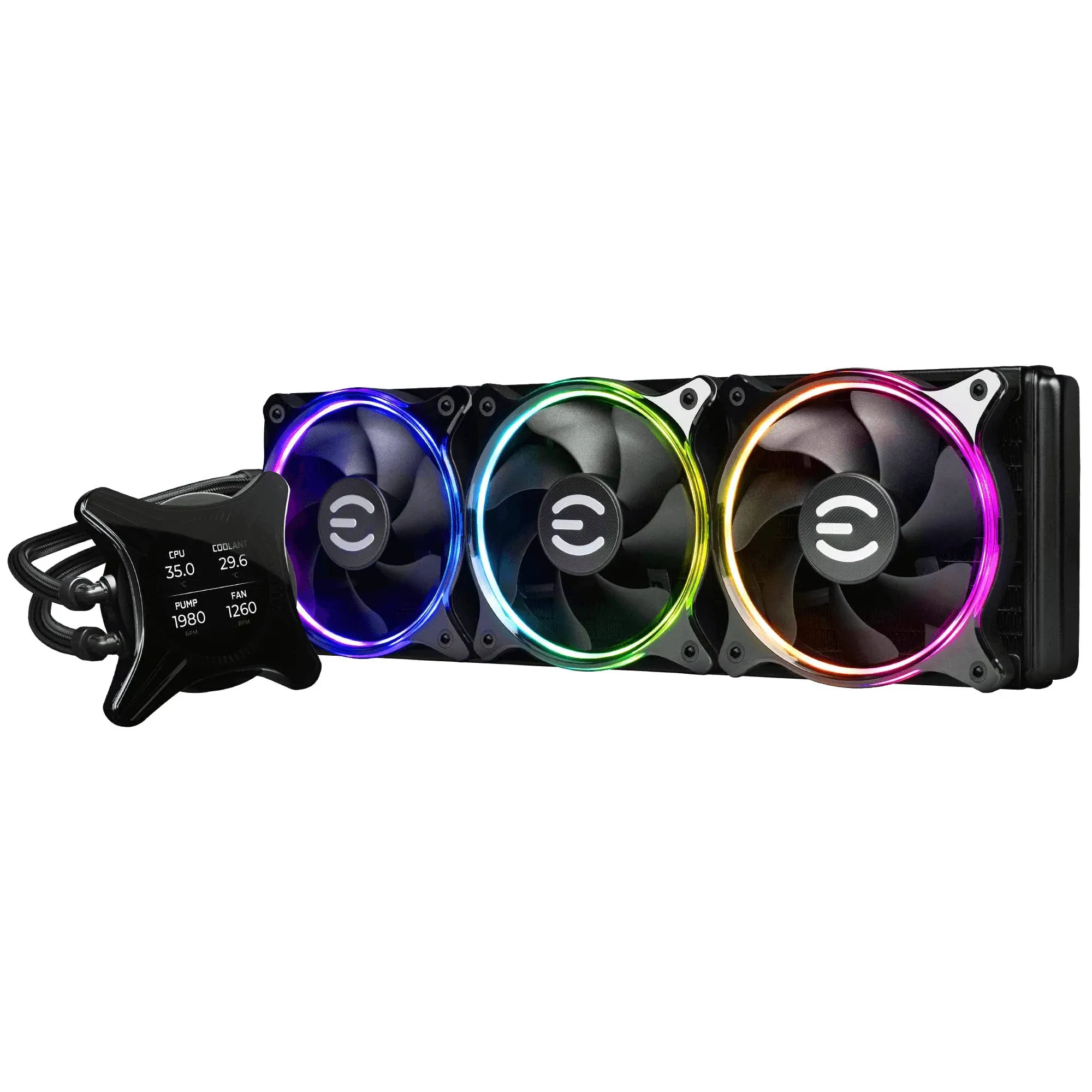 EVGA CLCx 240mm All-In-One LCD CPU Liquid Cooler, 2x 120mm PWM ARGB Fans, Intel, AMD, 5 YR Warranty, 400-HY-CX24-V1