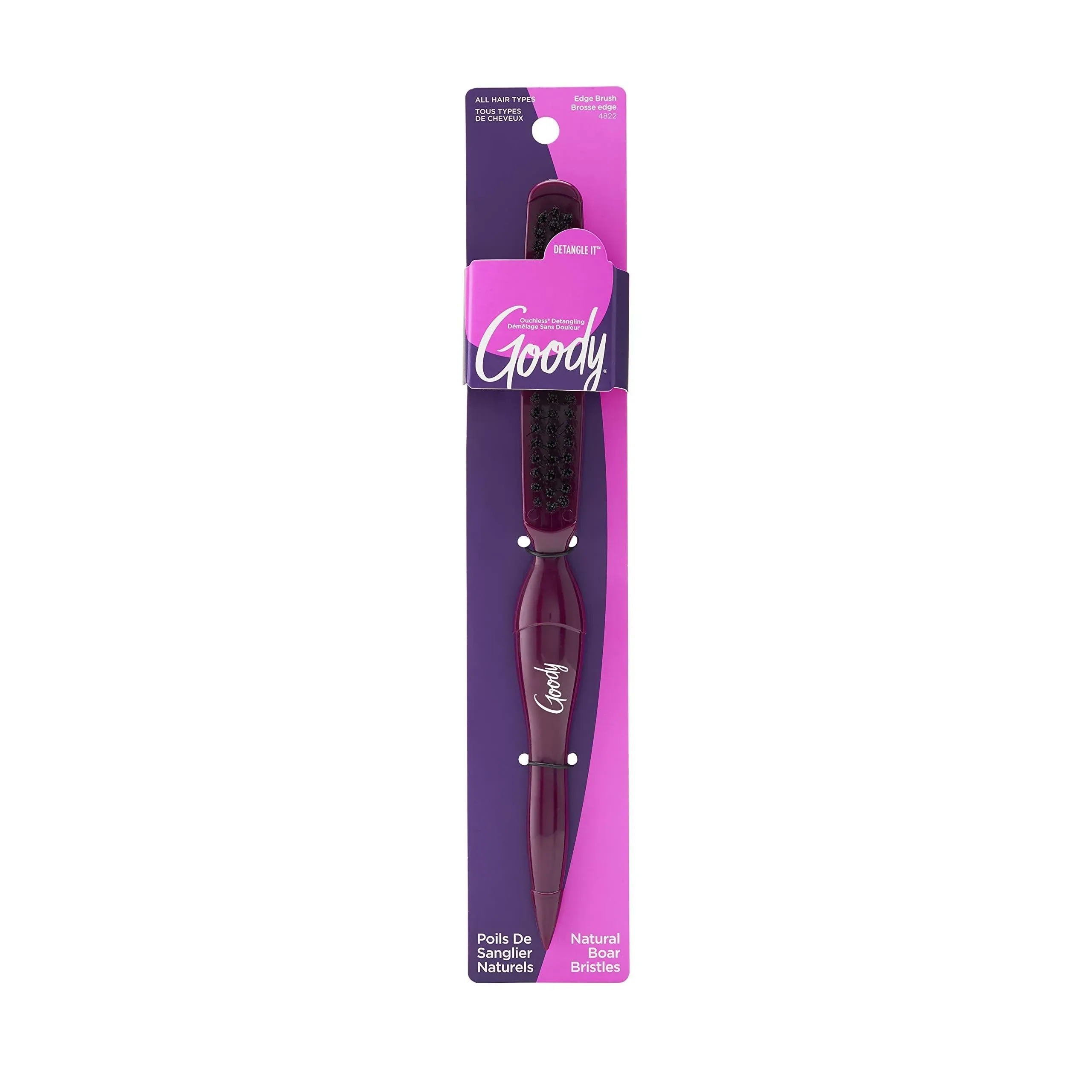 Goody Shine On Boar Edge Brush, Boar Bristle Hair Brush with Long Sectioning Tail, Smoothens Fly-Aways, Use as a Styling Brush, Hair Brush for All Hair Types, Textures & Styles, Black