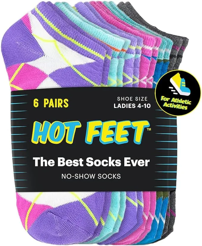 HOT FEET 6,12,18 Pack - No Show Socks for Women, Thin Low Cut Ankle Socks for Te