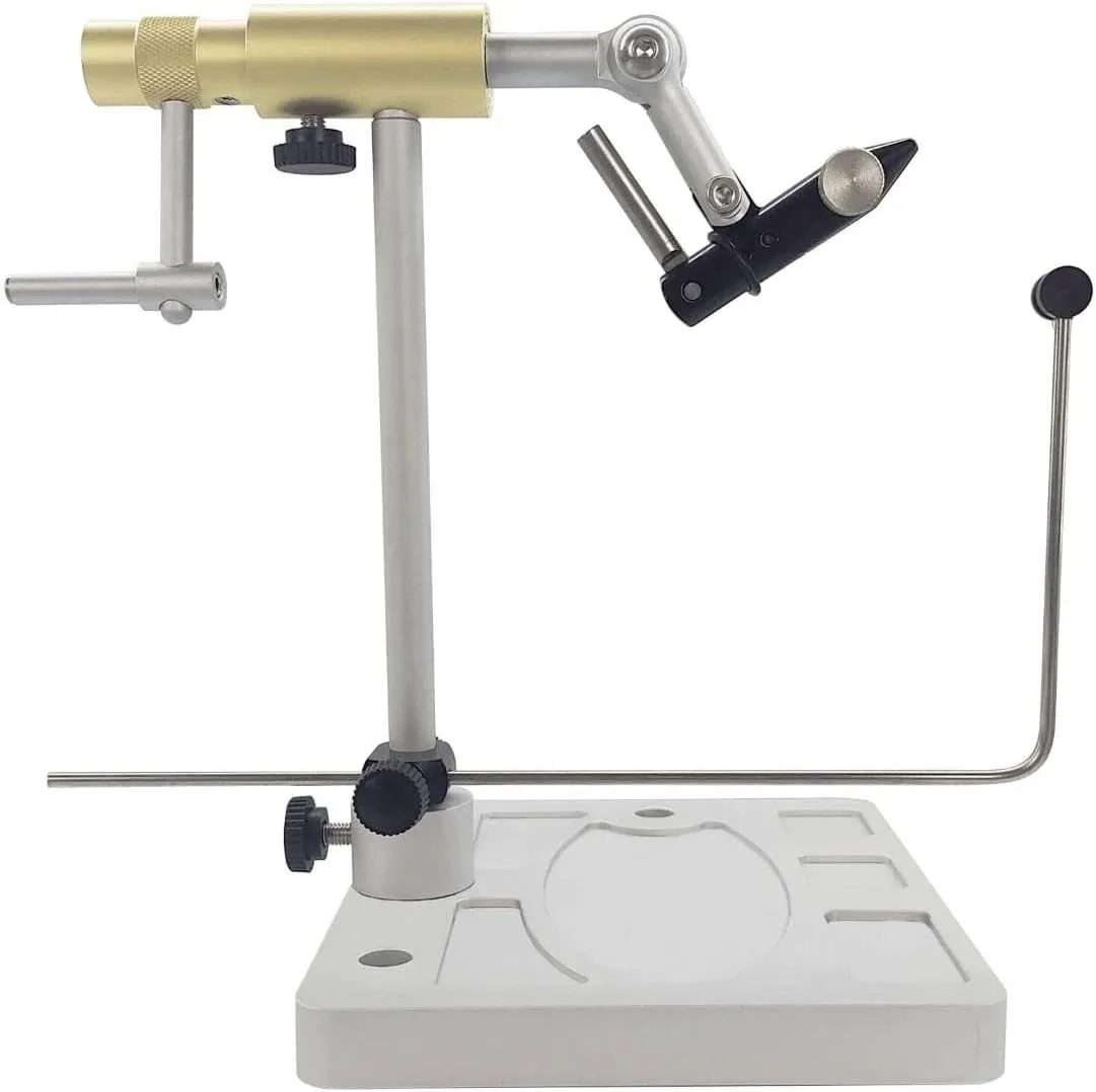 Kingfisher Fly Fishing Clarkfork True Rotary Fly Tying Vise, Gold