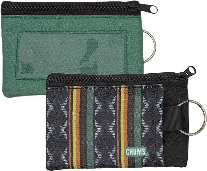 Chums Surfshorts Wallet - Lightweight Zippered Minimalist Wallet with Clear ID Window - Water Resistant with Key Ring