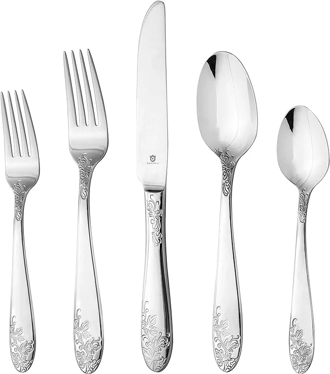 D DANIALLI DANIALLI 30 Piece Silverware Set For 6 18 10 Stainless Steel Silverware Set