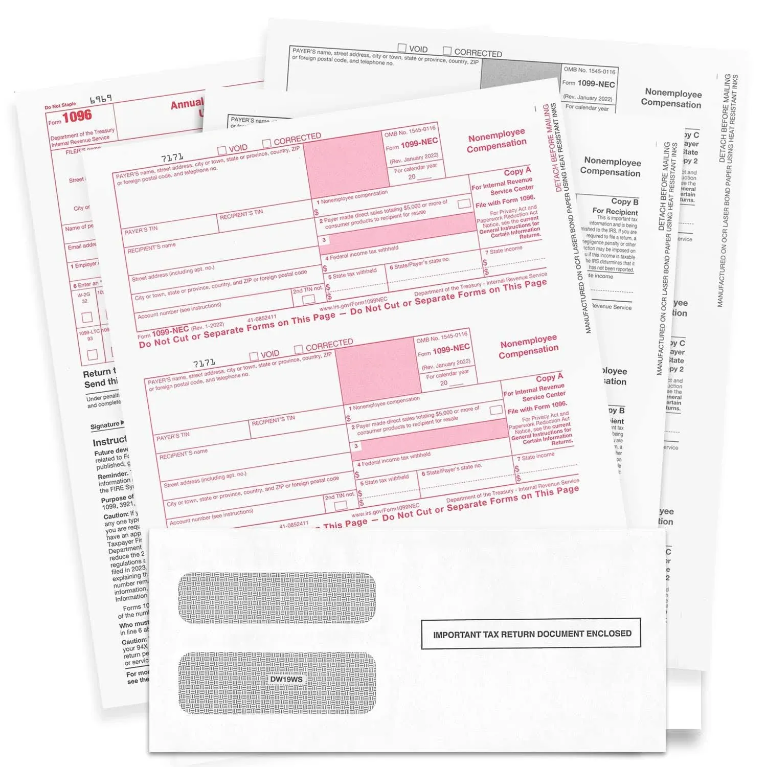 New 1099-NEC Forms for 2023, 4-Part Tax Forms, Vendor Kit of 25 Laser Forms and ...