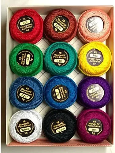 Wonderfil Eleganza #8 Perle Cotton Embroidery Thread Sampler Collection, Kaleidoscope