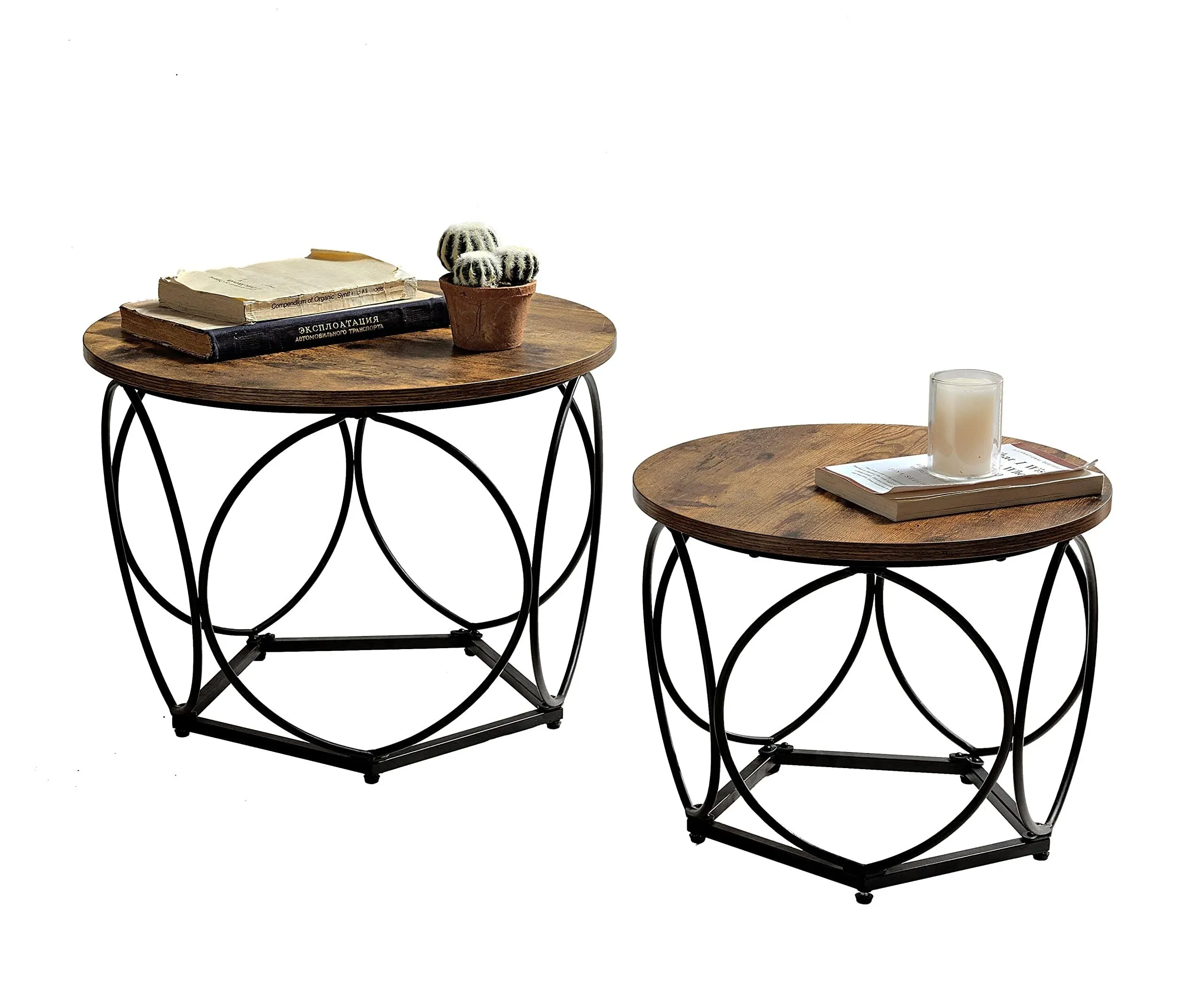 Modern Round Coffee Table Set of 2