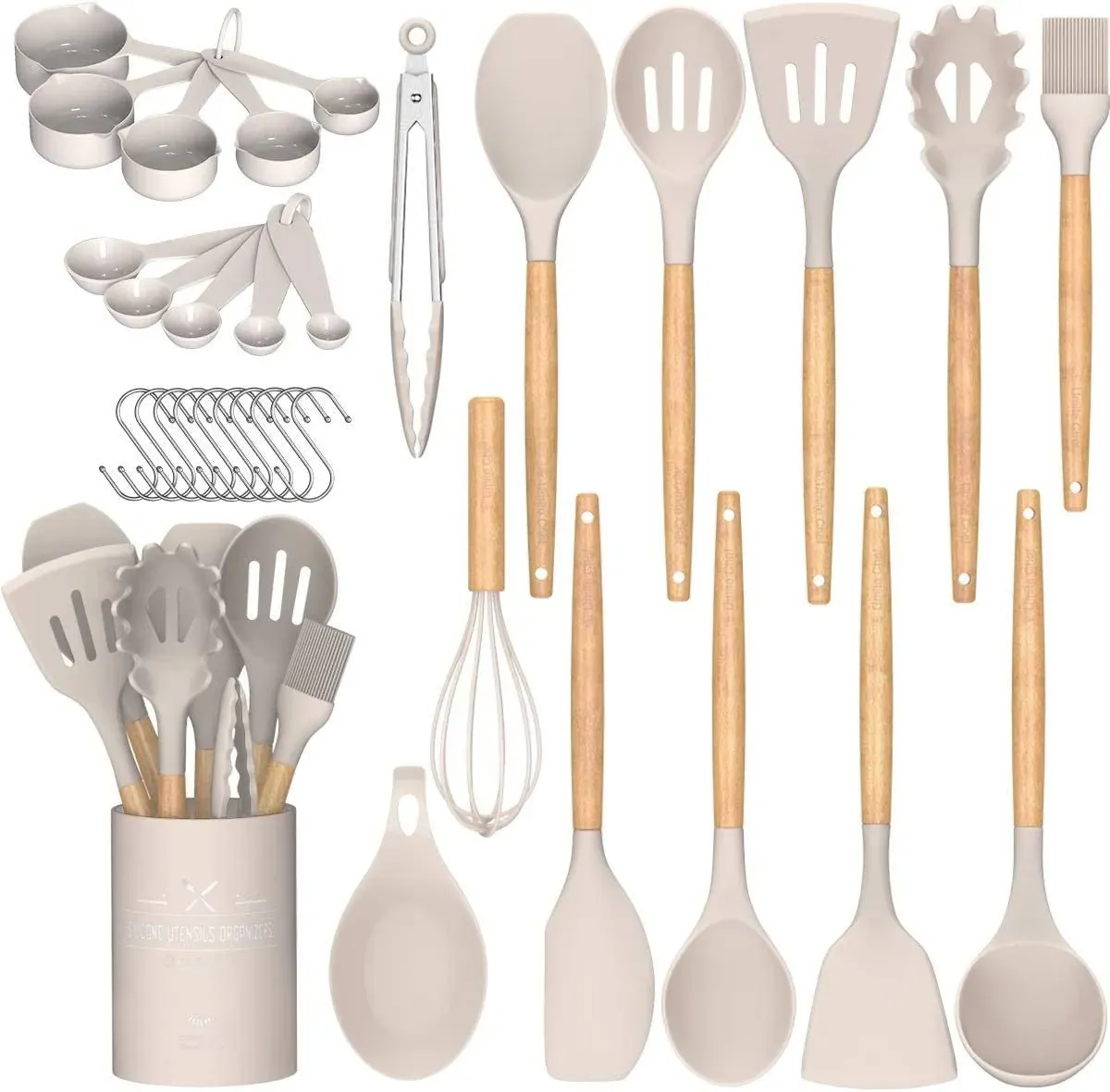 Umite Chef Kitchen Cooking Utensils Set, 33 Pcs Non-Stick Silicone Cooking ...