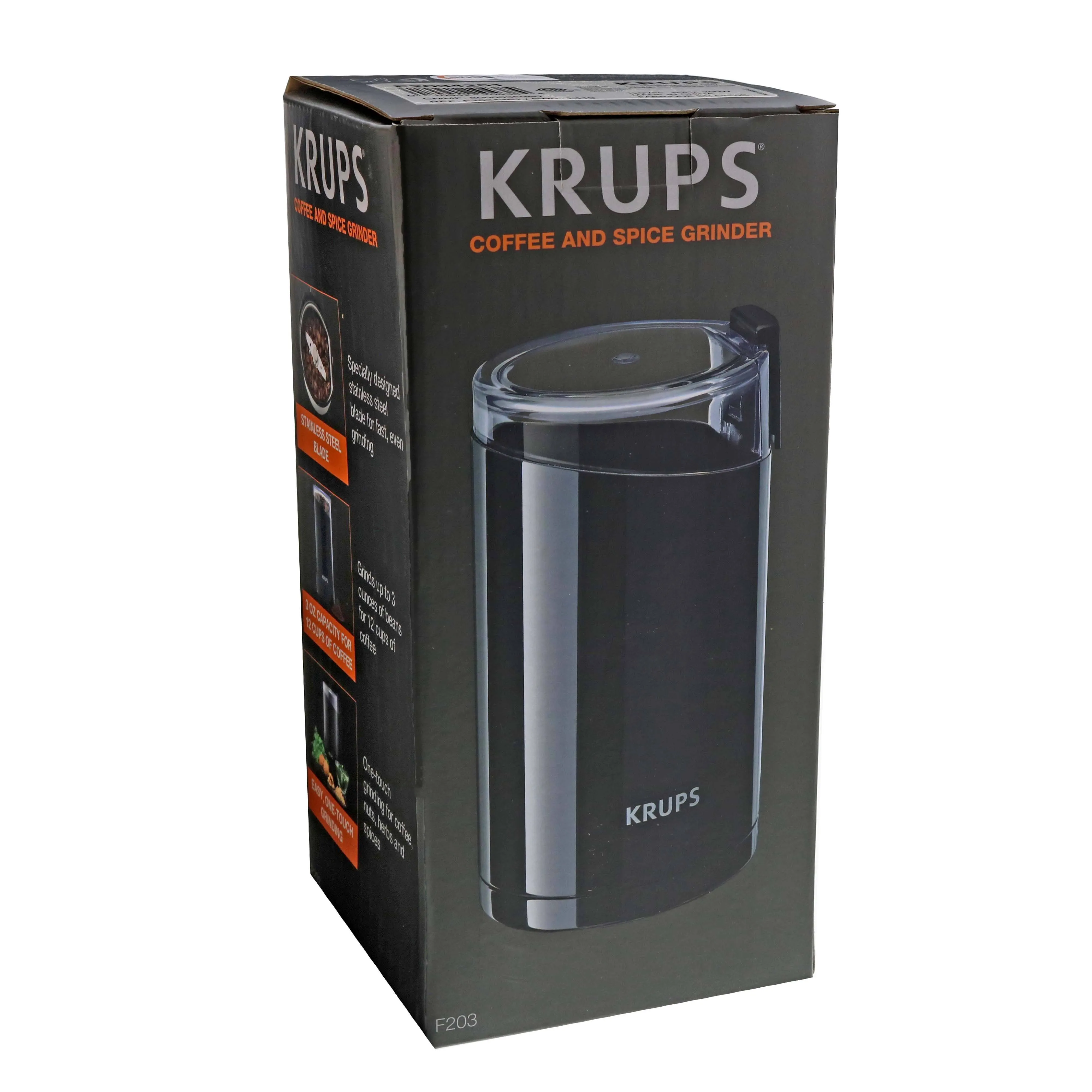 Krups F20342DI Electric Spice and Coffee Grinder, Stainless Steel Blades, Black