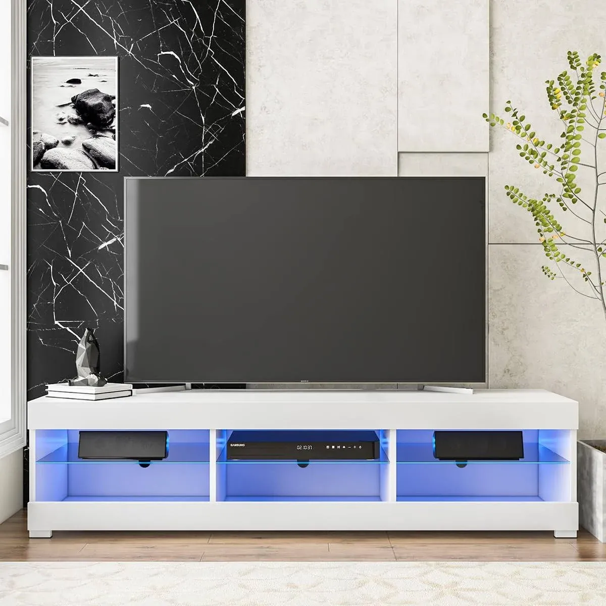 Hommpa LED TV Stand with LED Lights for 65 inch TV Modern Entertainment Center ...