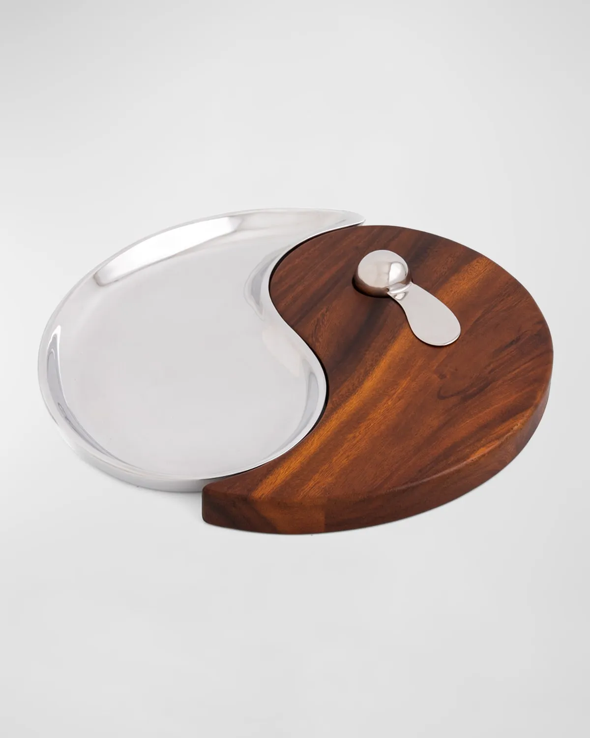 Yin Yang Cheese Board With Spreader, 2 Piece Set In Brown