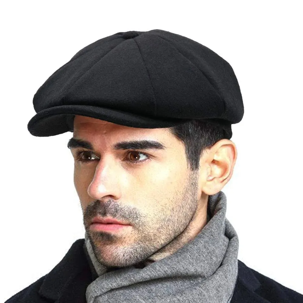 PanPacSight Men’s Vintage Newsboy Gatsby Hat Blend Wool Flat Ivy Cabbie Autumn Winter Cap Boyfriend Gift (M)