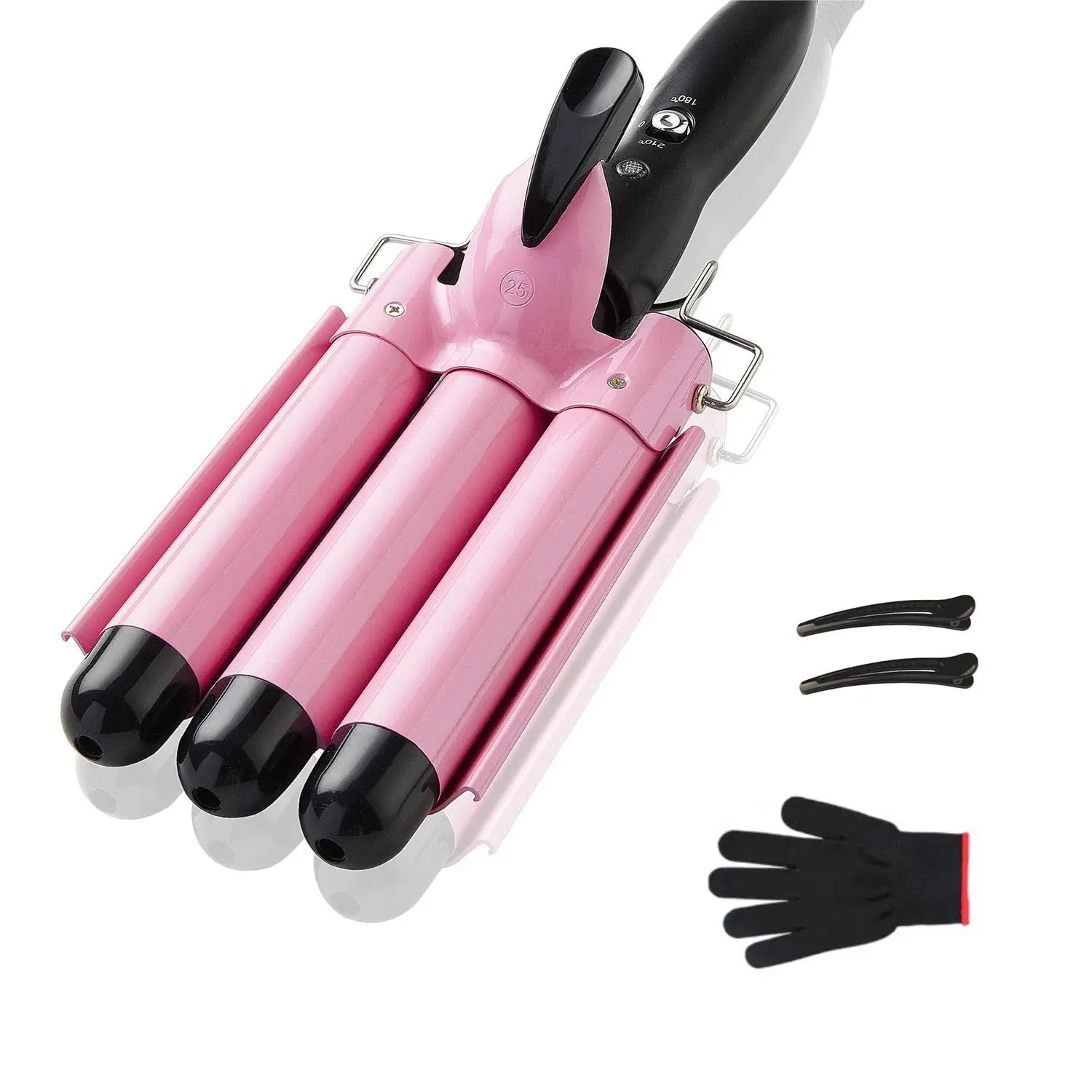 3 Barrel Curling Iron Hair Crimper , Top4ever 25mm(1 inch )Professional Hair ...