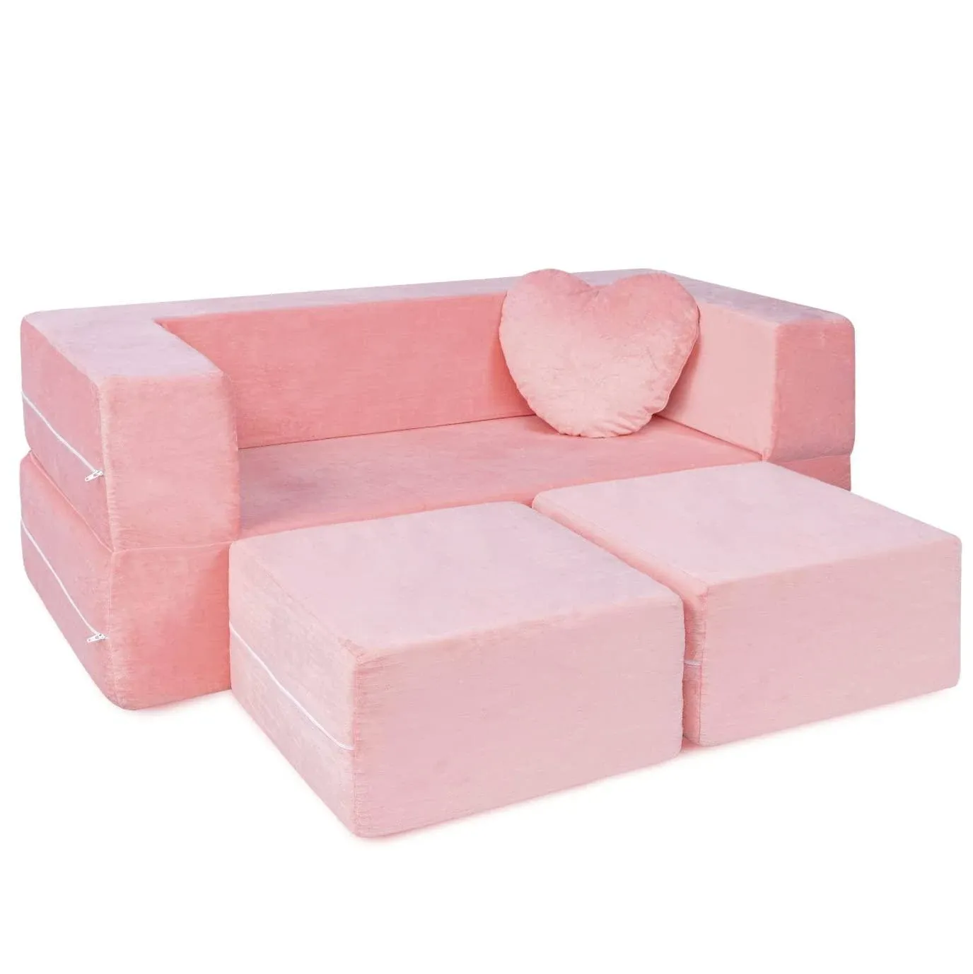 Kids Couch - Modular Kids Sofa for Toddler and Baby Playroom/Bedroom Furniture (Pink) with Bonus