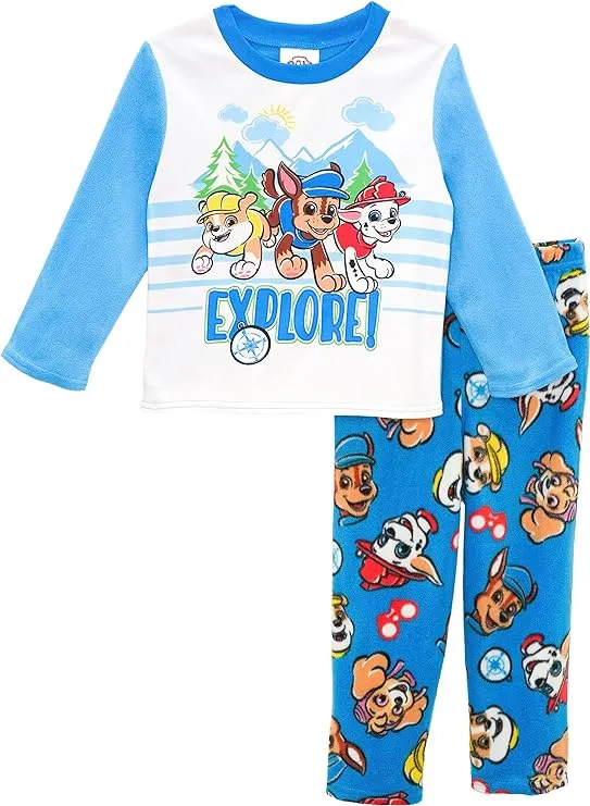 Paw Patrol Toddler Boys' Chase and Marshall 4 Piece Long Sleeve Pajama Set