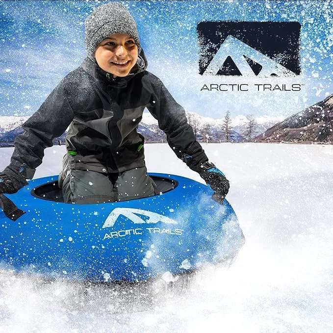 Franklin Sports Inflatable Snow Tubes + Sleds for Kids + Adults - Arctic Trails Single + Double Snow Inner Tubes + Sleds - Heavy Duty Inflatable PVC Sleds - Fun Winter Kids Toy for Snow Days